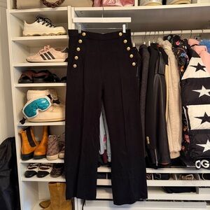 Sezane Merino Wool Black High-Waisted Pants